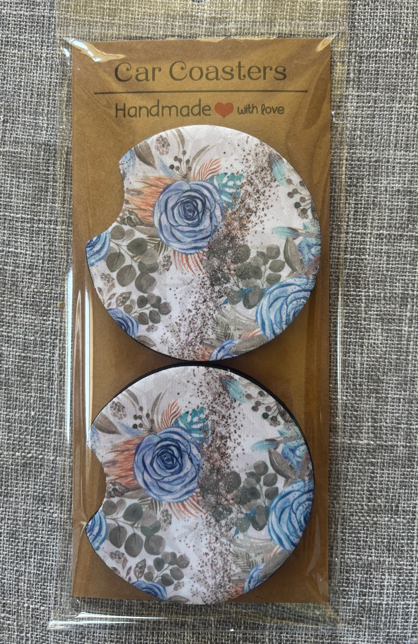 Handmade Car Coasters – Neoprene Cup Holder Inserts | Set of 2 Unique Designs