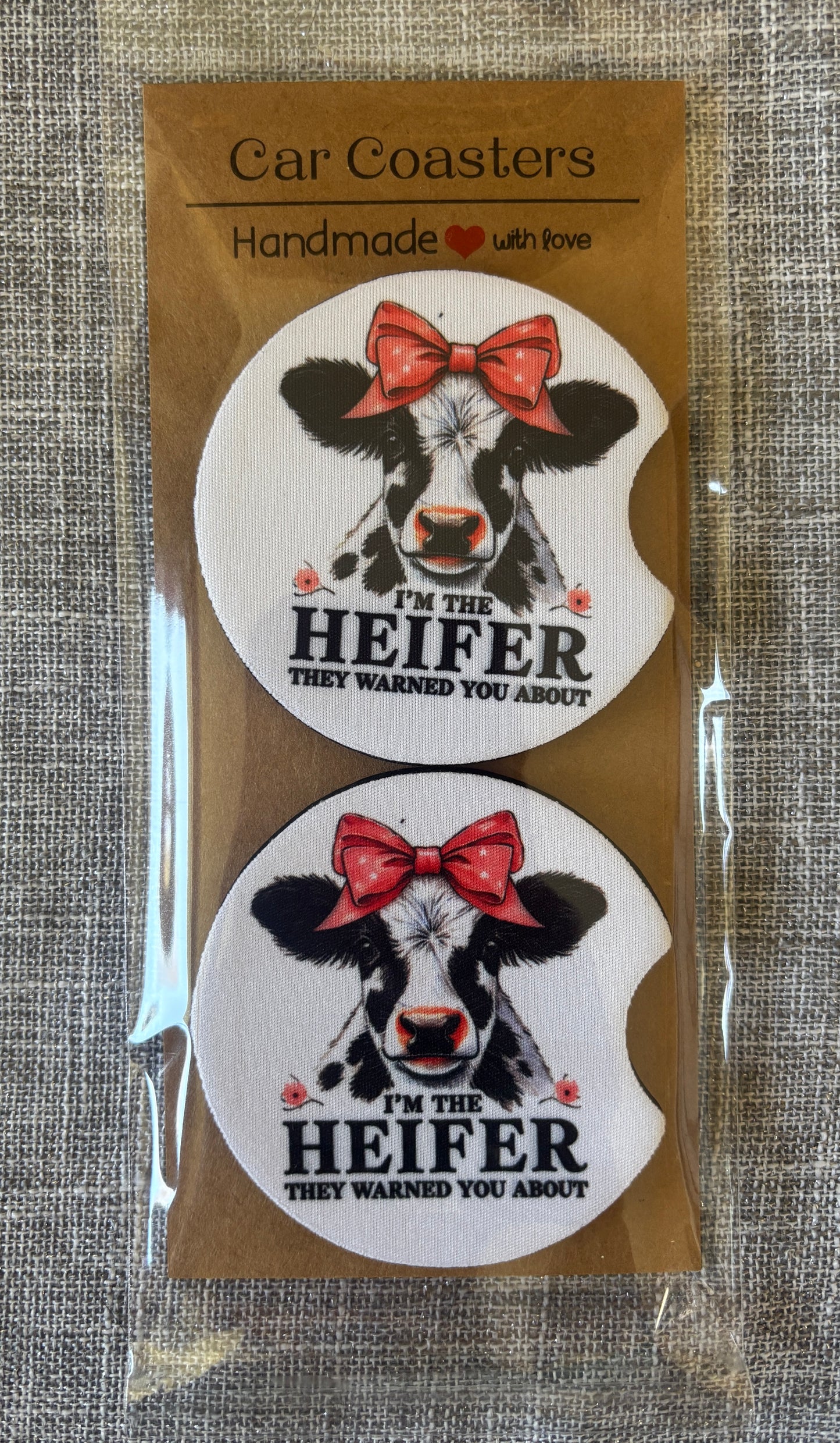 Handmade Car Coasters – Neoprene Cup Holder Inserts | Set of 2 Unique Designs