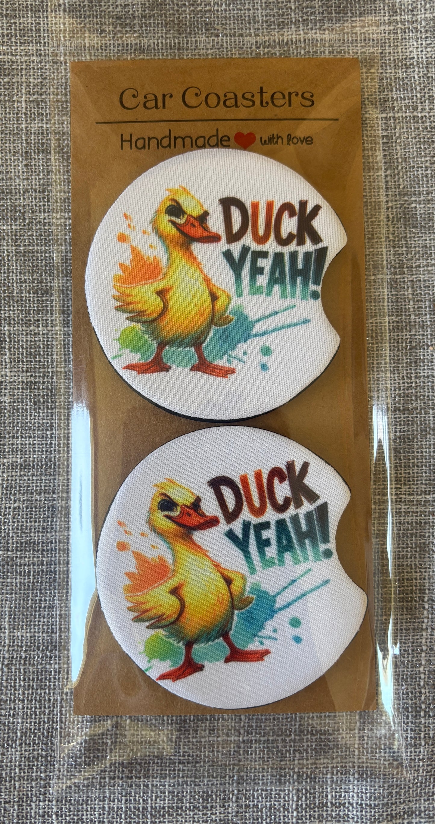 Handmade Car Coasters – Neoprene Cup Holder Inserts | Set of 2 Unique Designs