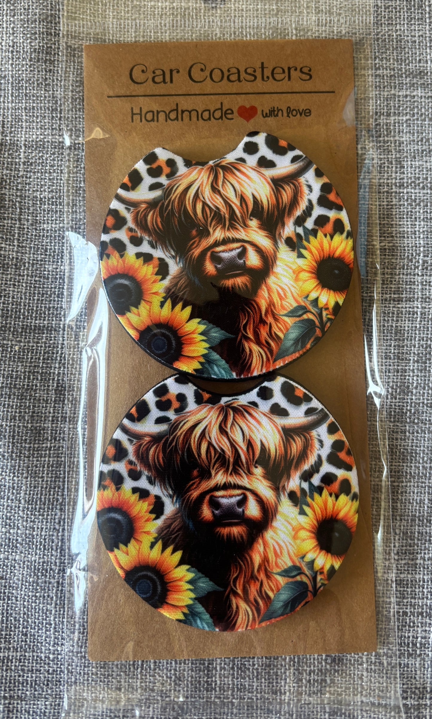 Handmade Car Coasters – Neoprene Cup Holder Inserts | Set of 2 Unique Designs