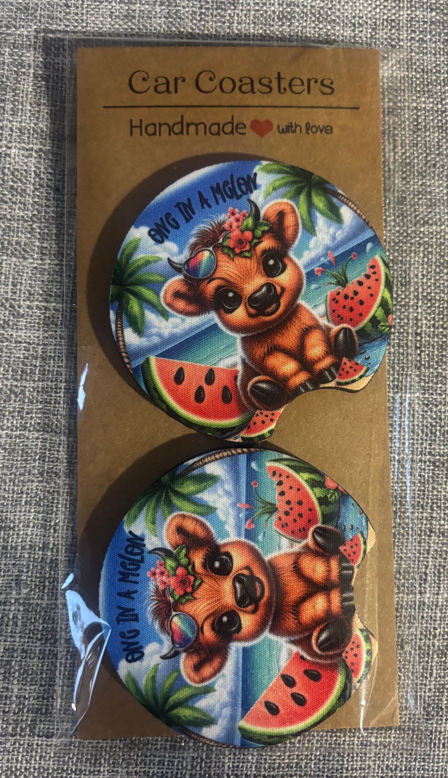 Handmade Car Coasters – Neoprene Cup Holder Inserts | Set of 2 Unique Designs