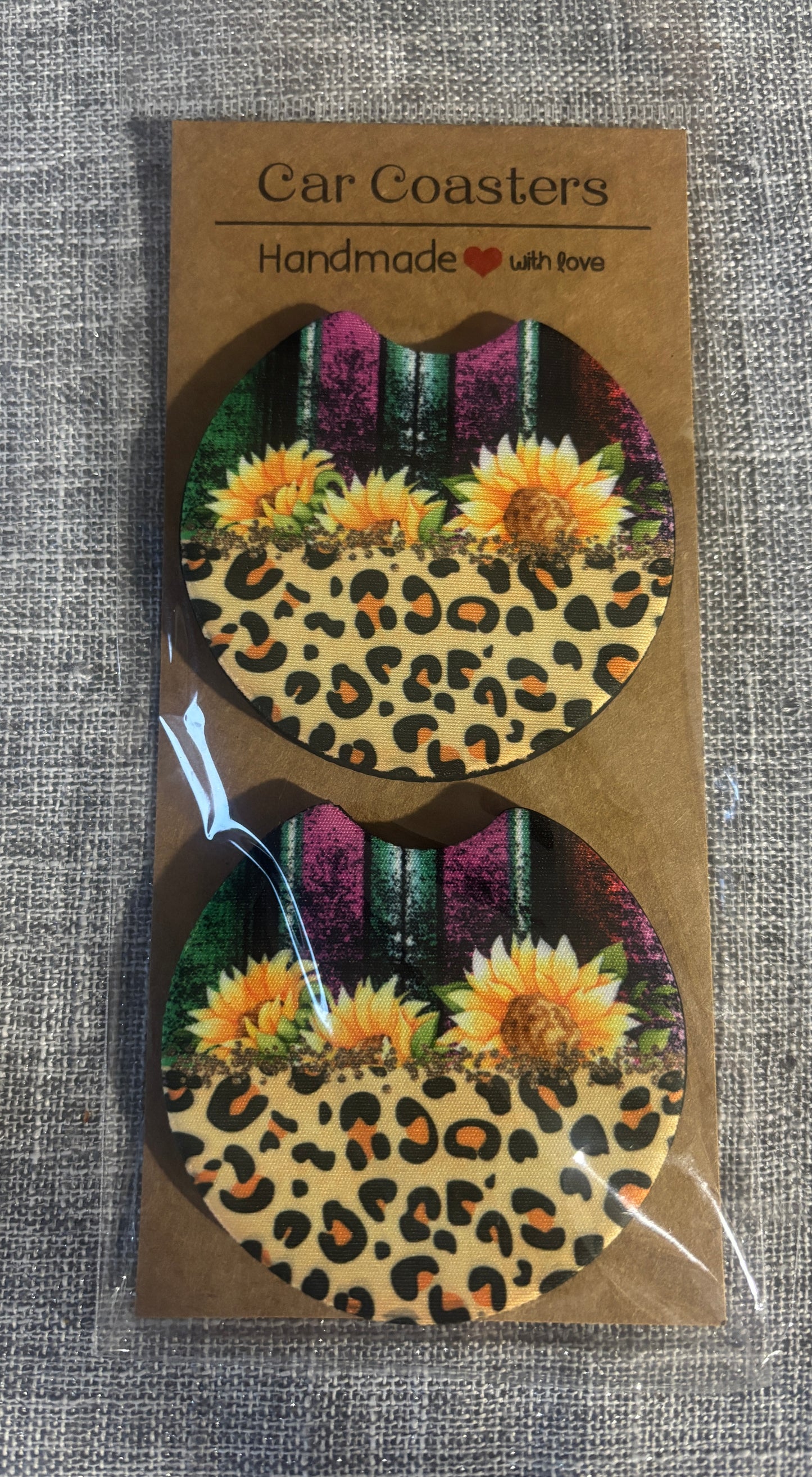Handmade Car Coasters – Neoprene Cup Holder Inserts | Set of 2 Unique Designs