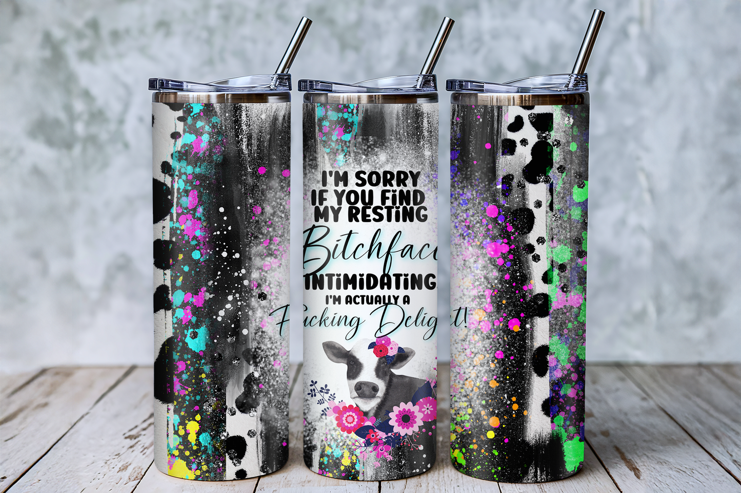 Resting Bitchface Cow Tumbler | Sassy Cup Saskatoon SK Canada