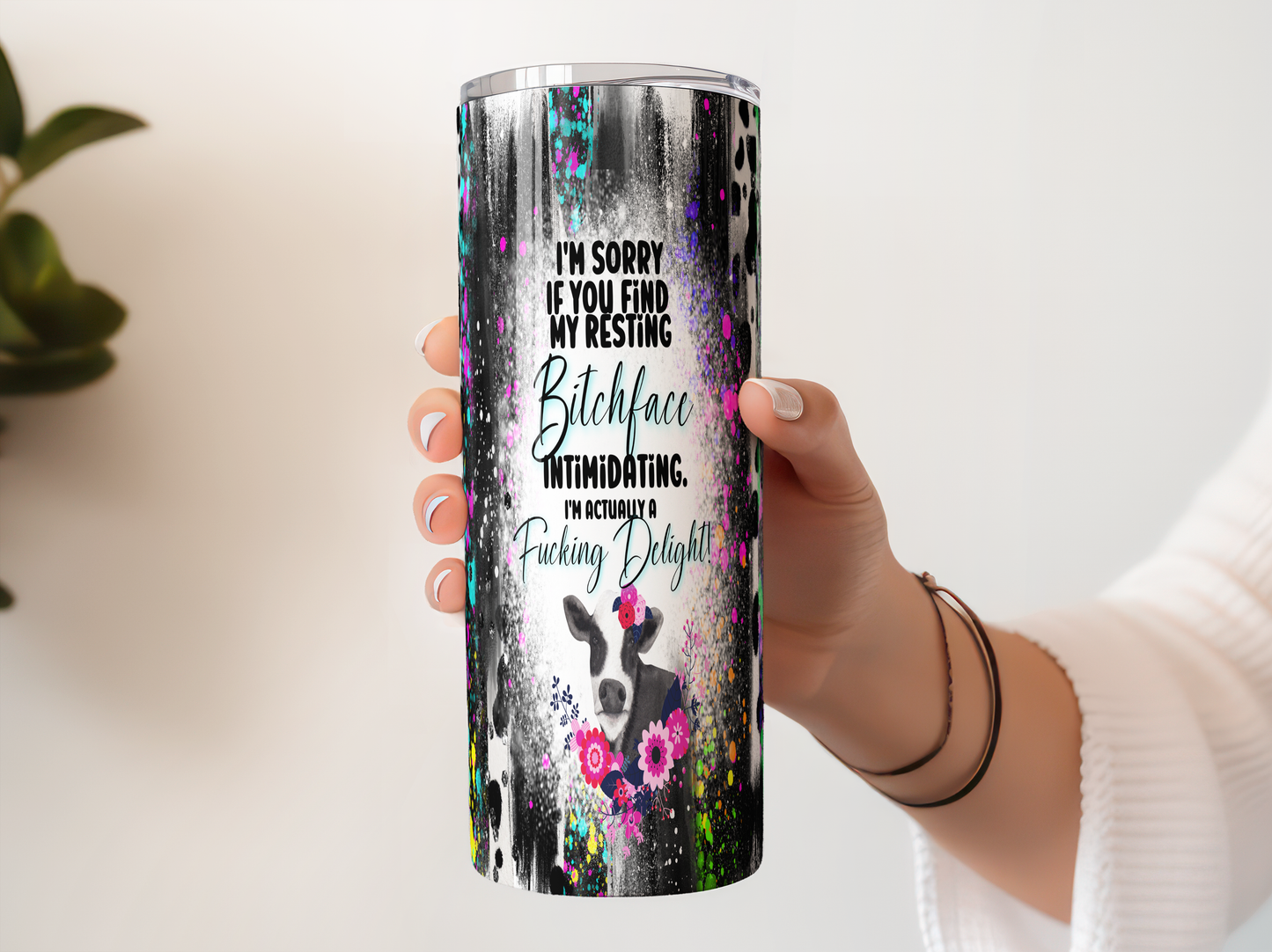 Resting Bitchface Cow Tumbler | Sassy Cup Saskatoon SK Canada