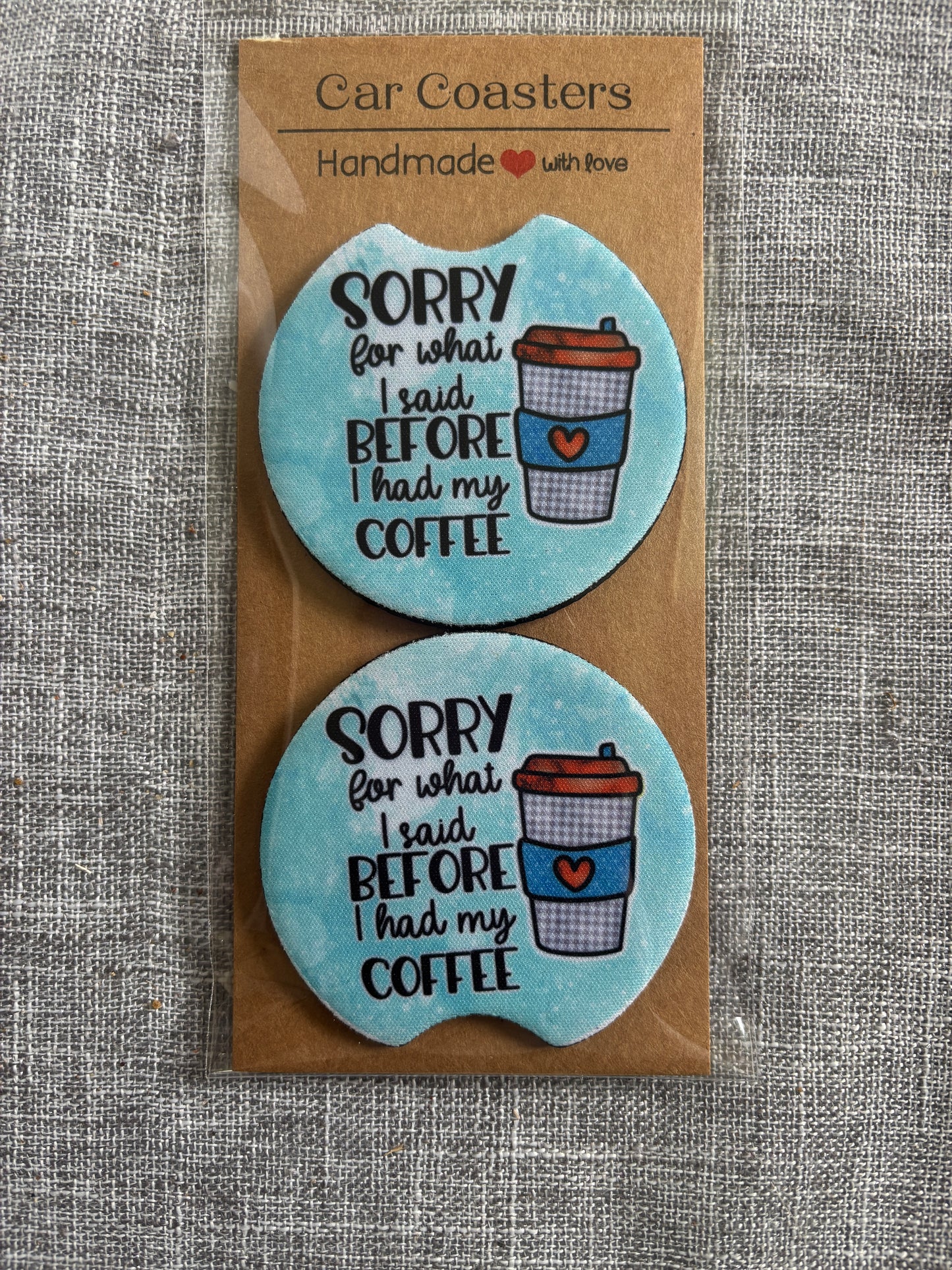 Handmade Car Coasters – Neoprene Cup Holder Inserts | Set of 2 Unique Designs