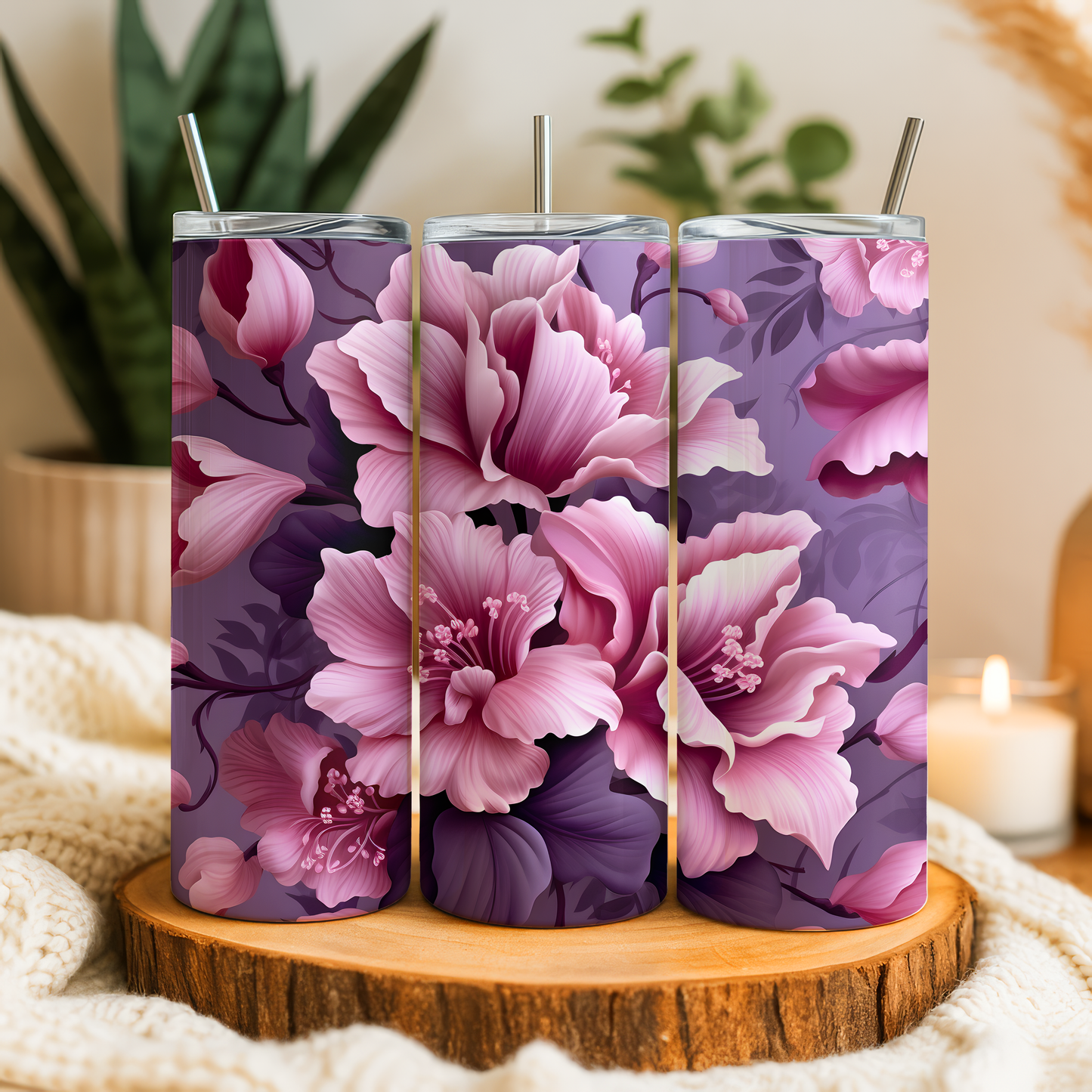 Purple & Pink Floral Tumbler – Saskatoon Forest Grove & Cudworth Pickup