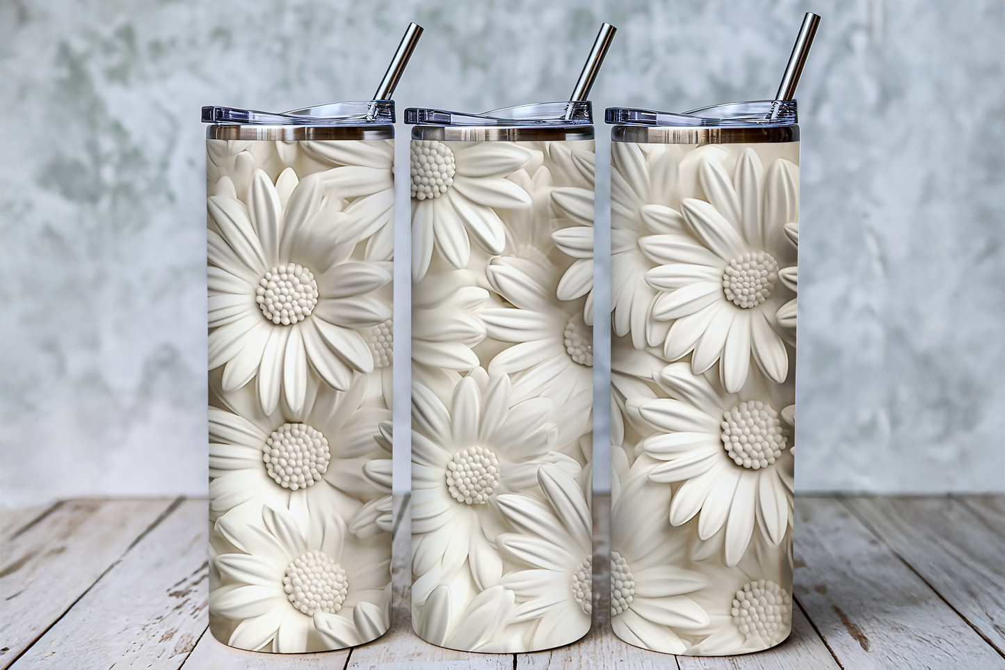White Daisy Floral Tumbler – Saskatoon Forest Grove & Cudworth Pickup