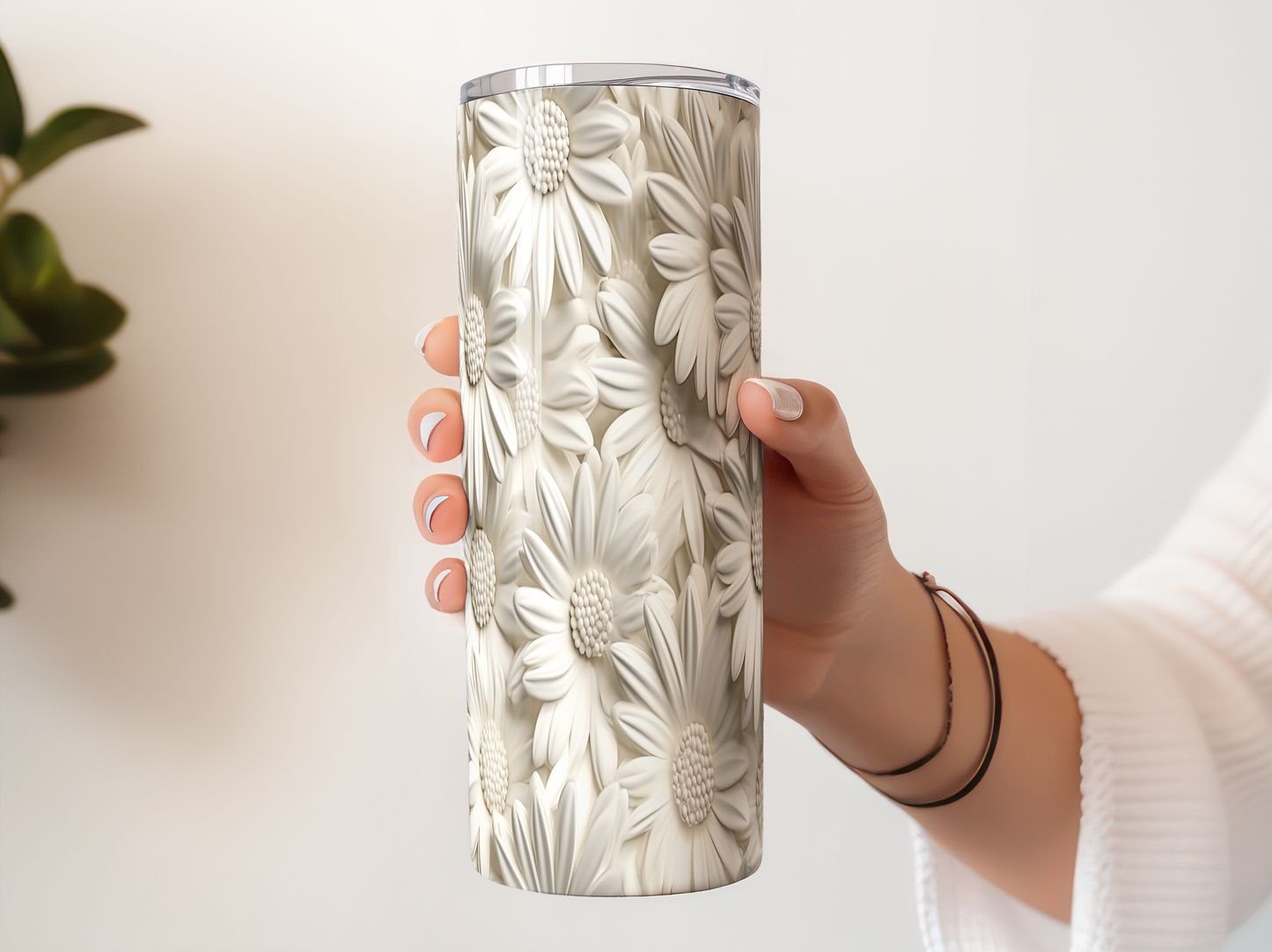 White Daisy Floral Tumbler – Saskatoon Forest Grove & Cudworth Pickup