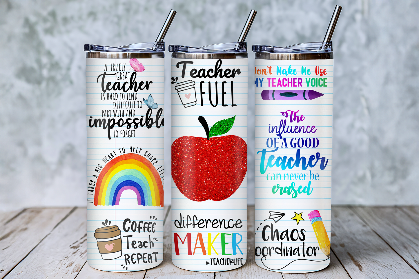 Teacher Apple & Rainbow Tumbler – Saskatoon Forest Grove & Cudworth Pickup