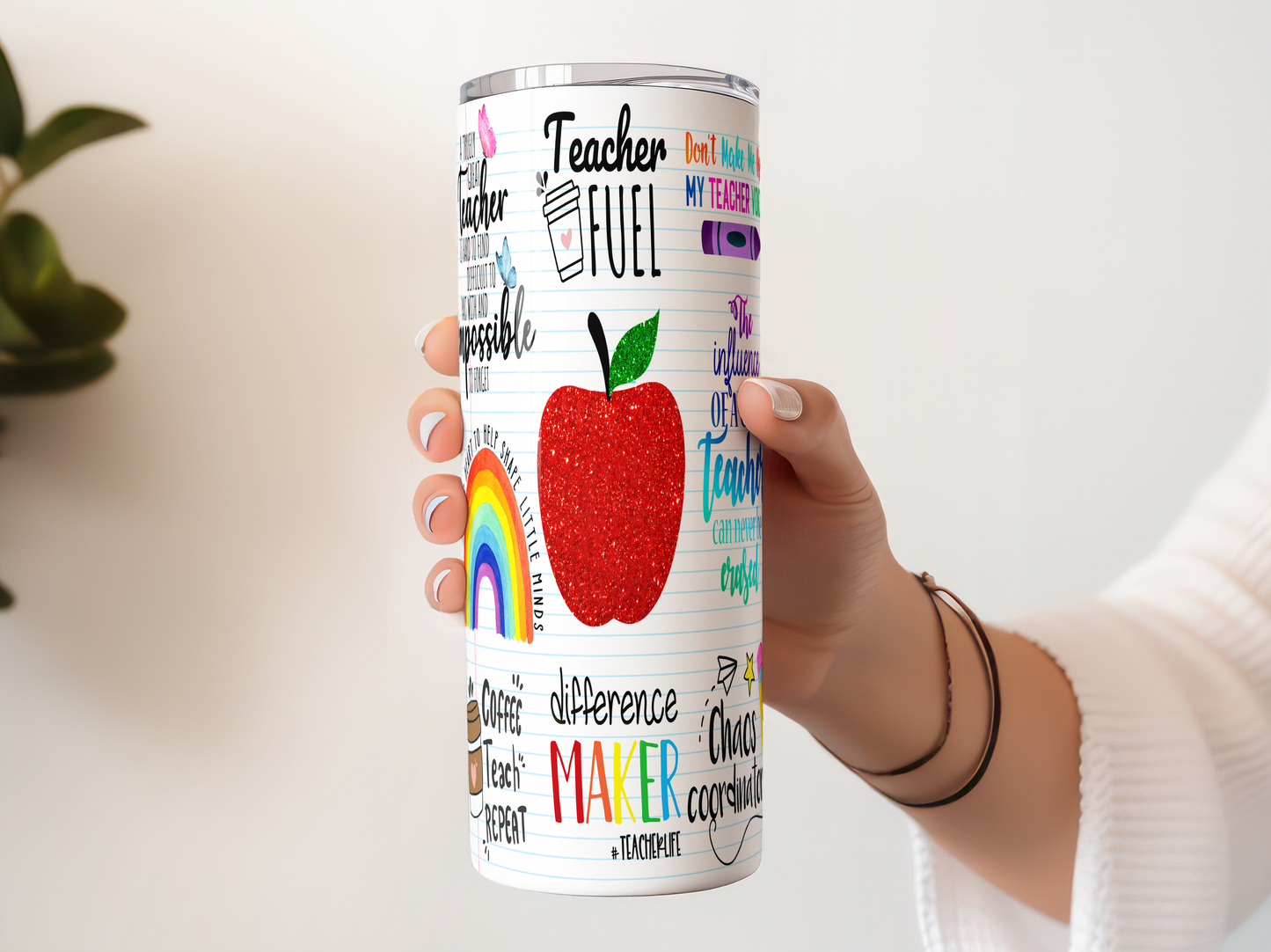 Teacher Apple & Rainbow Tumbler – Saskatoon Forest Grove & Cudworth Pickup