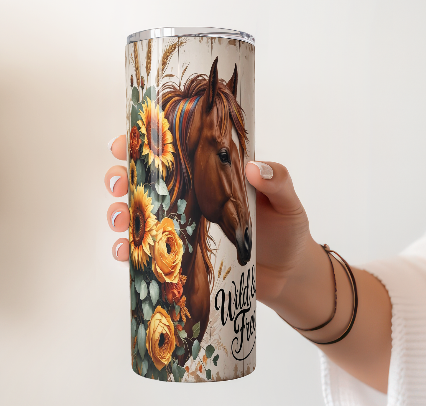 Wild & Free Horse Tumbler | Rustic Insulated Cup Saskatoon SK Canada