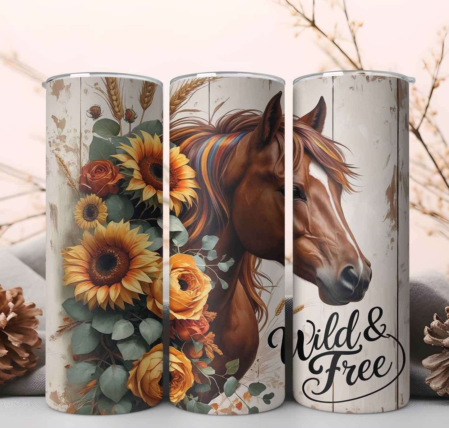 Wild & Free Horse Tumbler | Rustic Insulated Cup Saskatoon SK Canada