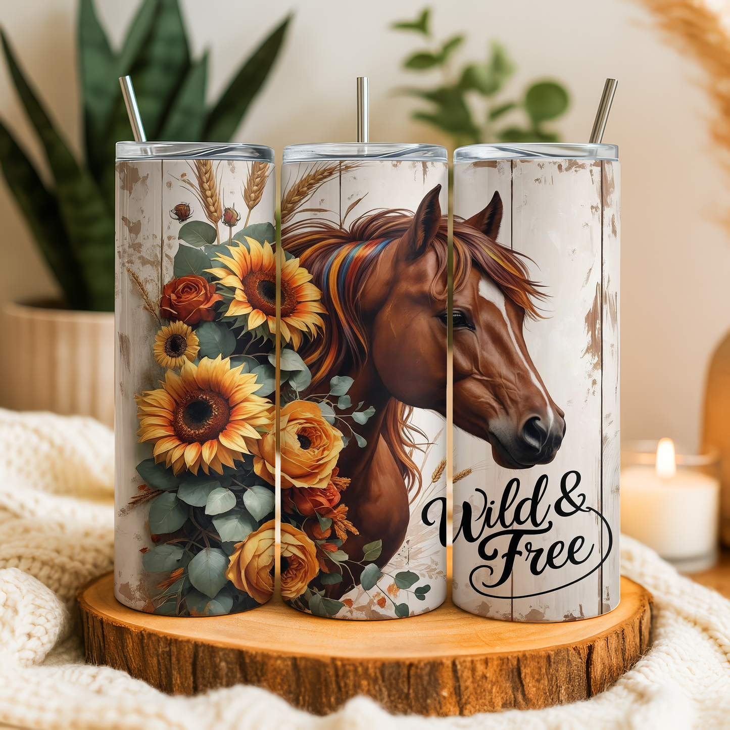 Wild & Free Horse Tumbler | Rustic Insulated Cup Saskatoon SK Canada