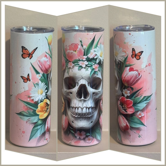 Floral Skull Butterfly Tumbler | Gothic Insulated Cup Saskatoon SK Canada