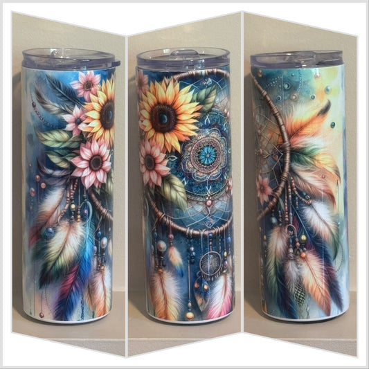 Sunflower Dreamcatcher Tumbler | Custom Insulated Cup Saskatoon SK Canada