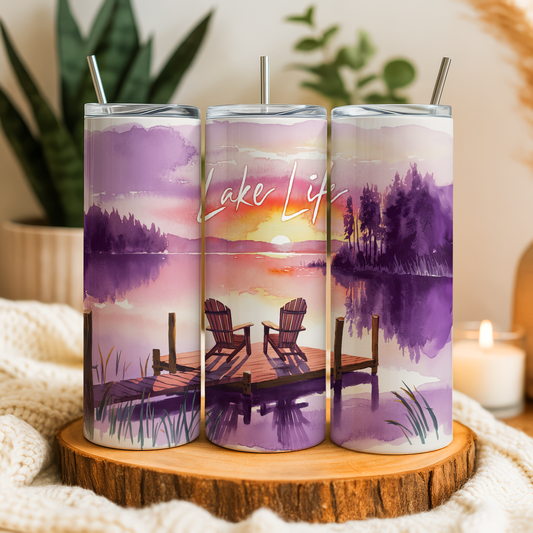 Lake Life Sunset Tumbler Saskatoon SK | 20oz 30oz 12oz Stainless