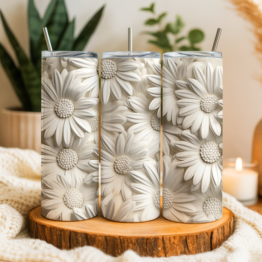 White Daisy Floral Tumbler – Saskatoon Forest Grove & Cudworth Pickup
