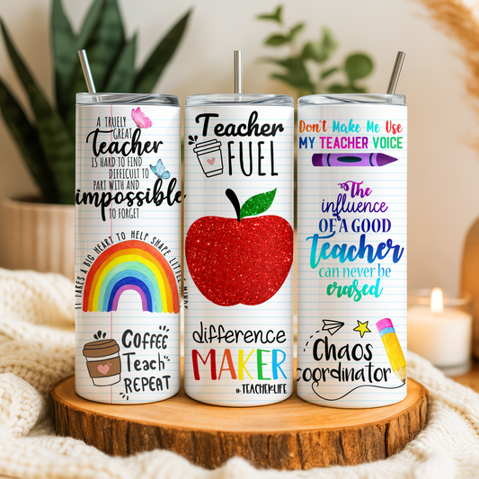 Teacher Apple & Rainbow Tumbler – Saskatoon Forest Grove & Cudworth Pickup